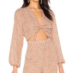 RESA CHA cha crop top in brown polka dot